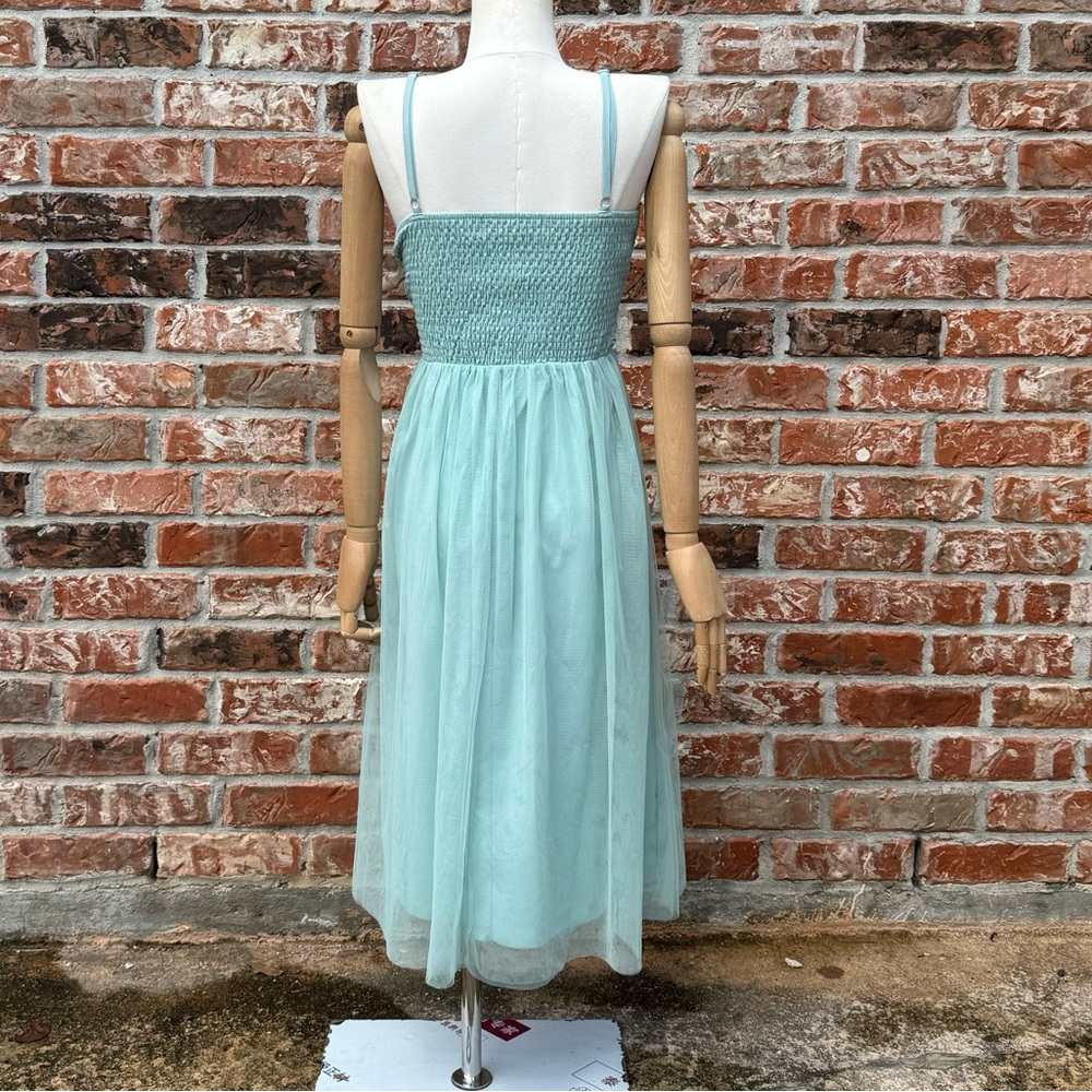 NWT Little Mistress petite spaghetti strap blue floral tulle layered dress / 2P - Picture 10 of 13
